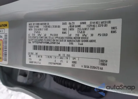 2021 Ford Ranger Xl z USA, uszkodzony, nr VIN 1FTER4FH5MLD58134